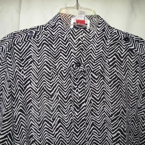 Talbots NWT Silk Black / Ivory Chevron Blouse